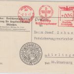 DR - Bayerische Versicherungskammer 6 Pfg. AFS Karte München - Aislingen 1941