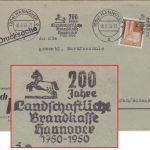 DR - 200 J. Landwirtschaftliche Brandkassse Masch.werbestpl. Drucksache Hannover