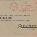 FZ/Baden - Helvetia Feuerversicherung 20 Pfg. AFS Brief Karlsruhe Stuttgart 1949