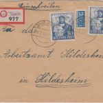 Bizone - 2x30 Pfg. Exportmesse Hannover Einschreibebrief Groß Ilsede 1950