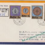 Malta - 10 C. Währung ua. Luftpost-Einschreibebrief n. ARGENTINIEN Valletta 1972
