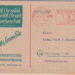 Bizone - Hannover 1949 4 Pfg. Postfreistpl. Wertekarte Hannoversche LV