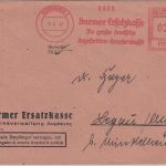 All.Bes. - Barmer Ersatzkasse 24 Pfg. AFS Brief Augsburg - Legau 1947