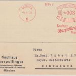 DR - Kaufhaus Oberpollinger 8 Pfg. AFS Karte München - Schwabach 1931