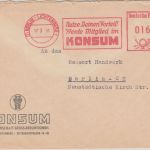 DDR - Konsum Genossenschaft 16 Pfg. AFS Ortsbrief Berlin-Lichtenberg 1951