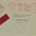 BRD - Konsum Genossenschaft 100 Pfg. AFS Eilbrief Göttingen - FFM 1965