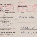 DR - Deckel Maschinenbau München Werbekarte 3 Pfg. Postfreistempel 1927