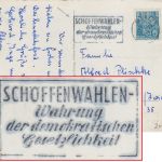 DDR - "Schöffenwahlen..." seltener Masch.werbestpl. Karte Dessau 1957