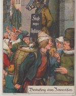 Justiz - Bestrafung eines Zotenreißers farb Künstlerkarte gelaufen Nürnberg 1921