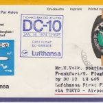 Tonga - 21 S. Armbanduhr Luftpostbrief Zuleitung LH-Erstflug Tokio - FFM 1974