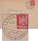 DR - Saalfeld Stadt der Feengrotten Handwerbestempel Brief n. München 1927