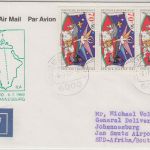 BRD - 3x70 Pfg. Zirkus LH-Erstflugbrief n. SÜDAFRIKA Frankfurt 1989