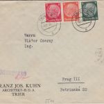 DR - 12+8+6 Pfg. Hindenburg Zensurbrief n. TSCHECHIEN Trier - Prag 1938