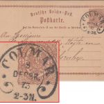 DR - Colmar 1873 Hufeisen-Stpl. 1/2 Gr. Brustschild Ganzsache n. Karlsruhe