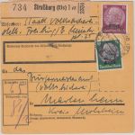 Bes. Elsass - 15+50 Pfg. Hindenburg/Überdruck Paketkarte Straßburg 1941