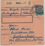 Bes. Elsass - 50 Pfg. Hindenburg/Überdruck Paketkarte Kolmar 1940