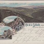 Elsass - Col de la Schlucht Munster farb. Mehrbildlitho gelaufen 1899