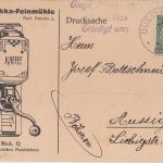 DR - JRUS-Mokka-Feinmühle 5 Pfg. Korbdeckel Perfin "JRS" Drucksache 1924