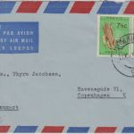 Südafrika - 2x7 1/2 C. maiskolben Luftpostbrief n. DÄNEMARK Capetown 1961