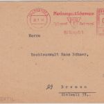 All.Bes. - PS Spinnerei Zwirnerei 24 Pfg. AFS Brief Rheydt - Bremen 1947