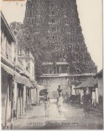 Franz. Indien - 2 C. Etablissementsde L'Indie Pondichery 1908 sw-AK ungelaufen