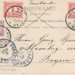 Niederlande - 2x1+1/2 C. Ziffern AK Amsterdam (Bensdorps Chocolade) 1920