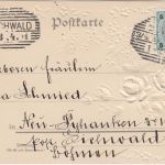 Glückwunsch - Ostern, Prägekarte Taube u. Seidenblumen gelaufen 1901