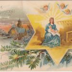 Glückwunsch - Weihnachten Maria u. Jesus Kirche Engel farb. AK München 1901