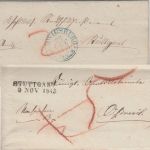 Württemberg - Ludwigsburg 23. OCT 1845 blauer K2 Wendebrief m. Inhalt !