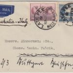 Australien - Melbourne Late Fee Luftpostbrief n. Lorch 1936 Weiterleitung