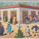 Jux/Humor - Toilettenhäuschen Damen/Herren mechanische Karte ca. 1920