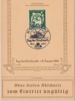 DR - Tag der Briefmarke Sonderkarte/FDC SST Konstanz 12.1.41 + Abschnitt !