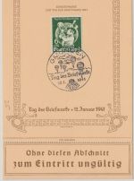 DR - Tag der Briefmarke Sonderkarte/FDC SST Gmunden 12.1.41 + Abschnitt !
