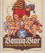 Bayern - Benno Bier Löwenbräu München farb. Werbekarte gelaufen 1956