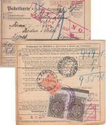 DR - Wangen (Allgäu) Gebühr bezahlt Selbstbucher Paketkarte n. JUGOSLAWIEN 1937
