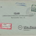 BRD - 90 Pfg. Heuss II Einschreibebrief Ravensburg - Ulm 1962