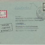 BRD - Ravensburg 2 apt. Handwerbestpl. Einschreibebrief n. Stuttgart 1962