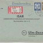 BRD - Eglofs apt. Tagesstempel Einschreibebrief n. Ulm 1962