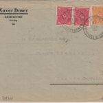 DR-Infla - 2x10+5 M. Posthorn Firmenbrief Aichstetten - Füssen 1922