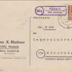 Bizone - (14b) Haslach ü. Leutkirch Landpost-Ra2 Drucksache n. Würzburg