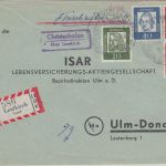 BRD - Christazhofen ü. Leutkirch apt. Landpost-Ra2 Einschreibebrief n. Ulm 1962