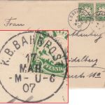 Bayern - K.B.Bahnpost M-U-6 K1 Brief München - Heidelberg 1907