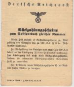 DR - Ulm Postsparkassenbuch ausgestellt 23.10.40 m. Rückzahlungsscheinen