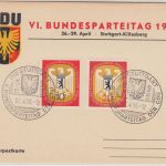 BRD - Stuttgart-Killesberg 1956 VI. Bundesparteitag d. CDU SST/Sonderkarte