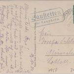 DR - Baustetten ü. Laupheim Landpost-Ra2 Karte n. München 1934