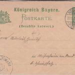 Bayern - Neumark (Pommern) 1900 Fremdentwertung 5 Pfg. Rauten Ganzsache A-Teil