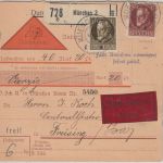 Bayern - 50+40 Pfg. Ludwig Nachnahme-Eilpaketkarte München 3 - Freising 1917