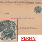 DR - 5 Pfg. Germania Perfin "R.G.C.F." Ortsbrief Mannheim 1907