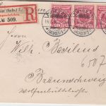 DR - 3x10 Pfg. Krone/Adler Einschreibebrief Zwickau 2 - Braunschweig 1895