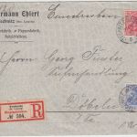 DR - 10+20 Pfg. Germania o.Wz. Einschreibebrief Technitz - Döbeln 1903